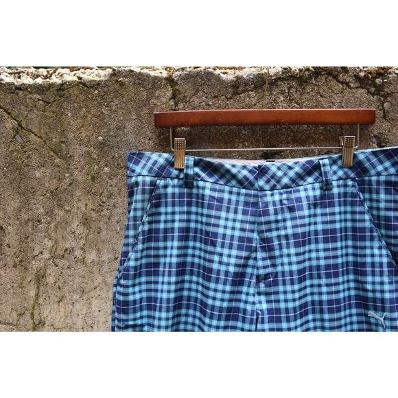 Puma Blue & Navy Plaid Golf Pants – Size 34x32 - Picture 3 of 5